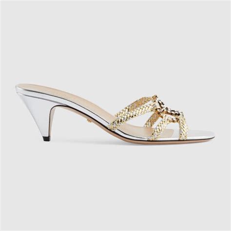 Women's Gucci Nojum slide sandal in Silver Leather 